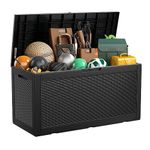 KFY deck box,100-gallon indoor and outdoor storage box made of waterproof and sun-resistant resin material, meeting storage needs for the living room, patio, swimming pool, and toolshed（black）