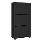 Panana 2/3 Drawer Shoe Cabinet，Wooden Shoe Storage Cupboard Freestanding Footwear Organizer with 2/3 Flip Doors Pull Down Shoe Rack (Black, 3 Drawers)