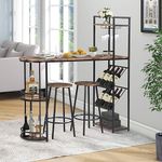 ModernLuxe Breakfast Bar Table and Stools Set, 2 Bar Stools, 3-Piece Breakfast Bar Set, Dining Table and Chairs Set for Kitchen, Living Room, Dining Room, Sturdy Metal Frame, Industrial, Rustic Brown