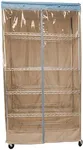 Formosa Covers Premium Clear Front Wire Shelf Cover Beige Khaki Blue - Heavy-Duty Storage Solution for Wire Shelving Rack (36”Wx18”Dx72”H) - Waterproof PVC, Water/Dust Resistant Fabric, Multi Zipper