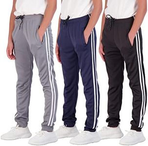 3 Pack Boys Girls Youth Active Teen Mesh Boy Sweatpants Joggers Running Basketball School Track Pants Athletic Workout Gym Apparel Training Jogger Fit Kid Clothing Casual Pockets - Set 5,L(14-16)