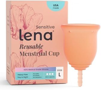 Lena Sensitive Menstrual Cups, Soft Reusable Period Cup, Tampons,Period Underwear and Menstrual Pads Alternative, Feminine Care, FSA Eligible, Silicone Menstrual Cup, Made in USA, Large, Coral