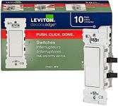 Leviton E5601-MW Decora Edge 15 Amp Single Pole Rocker Switch, 10-Pack, White