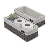 BROOKSTONE [2 PACK SET] Wicker Storage Basket, Boho Organization and Storage Container, Decorative Shelf Bin, Over the Toilet Paper Reserve, Suitable for Any Home Décor Style