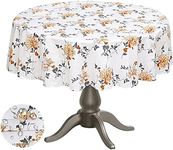 RUVANTI Round Tablecloth 70 Inch, for 3-6 Feet Tables, Round Table Cover is Stain Resistant, Washable. Perfect for Indoor, Outdoor Tablecloth, Kitchen, Dining, Wedding, Parties - Orange Grey Floral