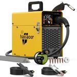 HAXIAOER 145A Gasless MIG Welders, 3 in 1 Portable Flux MIG/ARC/Lift TIG MIG Welding Machine with Smart Digital LED Dispaly, Semi-Automatically Synergy Inverter MIG Welder, Best for Beginner