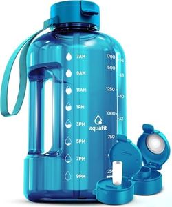 AQUAFIT 2l Water Bottle with Straw - Half Gallon Water Bottle - Motivational Gym Water Bottles 2l - 2 Liter Water Bottle Time Marker - Half Gallon Water Jug 64 oz - Large Water Bottle Teal