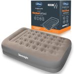 Silentnight Flocked Airbed - Extra High Comfortable Support for Full Body Alignment with Built-In Electric Pump for Caravans Travel Sleepovers & Camping Air Mattress, 192x135x37cm, Grey, Double
