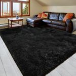 Pacapet Fluffy Area Rugs, Black Shag Rug for Girls Bedroom, Plush Furry Rugs for Living Room, Fuzzy Carpet for Kid's Room, Nursery, Home Decor, 5 x 8 Feet