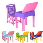 A406 Kids Study Desk Study table and chair set Junior's Toddler study chair and desk for children boys and girls gift set (Pink/Purple)