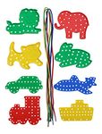 Kids B Crafty 8 Threading Toys Shapes Animals And Transport Lacing Toy - Fine Motor Skills - Toddler Resources - Animal Games - Early Years - Fun Activities