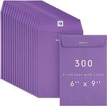 300 Pcs 6 x 9 Manilla Envelopes Clasp Envelope Kraft Catalog Envelope with Clasps Closure for Storing Mailing 28 lb Kraft Paper Envelope for Office Document Business School Home (Purple)