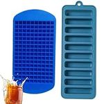 Crethink Mini Ice Cube Trays Set,2 Pcs Silicone Ice Cube Moulds,160 Crushed Ice Cube Moulds and 10-Cavity Ice Cube Moulds for Chilling Whiskey Cocktails,Drinks Easy Release（Random Color）