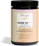 Winged Wellness Glow Up AM Collagen Peptide Powder | Morning Skin and Adaptogens for Glowing Skin and Energy. Grass Fed Collagen w/Lion’s Mane, Maca and Vitamin B12 I Unflavored, 21 Servings