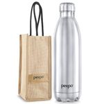 Go24 pexpo Electro ISI Certified Hot & Cold Flask with Jute Bag |2 Year Warranty| Stainless Steel Water Bottle- 2000ml, Silver | Ideal for Travelling, Home, Picnic, Outing