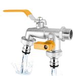TecoKart® Garden Tap 1/2 Inch Brass Hose Splitter, Dual Outlet Outdoor Faucet with 2-Way Valve & Individual Control, Frost-Proof Double Tap for Efficient Water Distribution, Hose Connector Compatible