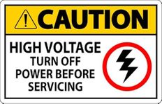 CAUTION HIGH VOLTAGE TURN OFF POWER BEFORE SERVICING SIGN | Acrylic Board Fixed on Waterproof Sticker with double sided Tape