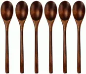 AOOSY Spoons, Wooden Spoons for Eating, 6 Pieces Japanese Natural Plant Ellipse Wooden Ladle Spoon Set for Cooking Mixing Stirring Honey Tea Soda Dessert Coconut Bowl Nonstick Pots Kitchen