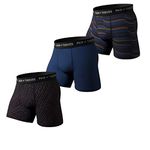 Pair of Thieves Super Soft Men’s Boxer Briefs 3 Pack, Diagonal Rain, Large