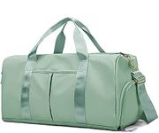 AAGNA Nylon Sports Gym Foldable Travel Duffle Bag, Sports Duffle Bag, Shoulder Handbag for Women, Outdoor Weekend Bag with Shoe and Wet Clothes Compartments (Green)