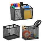 Neudeco Locker Shelf Organizer, Magnetic Pencil Holder, Metal Storage Basket for Whiteboard, Refrigerator, Ideal Cabinet for School, Black (Pack 3L)