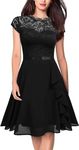 Women Dresses Floral Lace Slim Cocktail Formal Party Evening Dress Work Dress (AU, Alpha, Medium, Regular, Regular, Black)