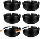 6Pcs Ashtray Sets for Cigarettes, Large Plastic Tabletop Ash Tray Sets, Indoor Outdoor Ashtrays Perfect for Home Patio Restaurant Bar Hotel and Office Use (Set of 6 Black)