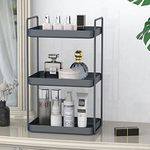 SHIOK DECOR Metal 3-Tier Vanity countertop Bathroom Storage Shelf, 12.2" X 16.9" X 6.7", Grey