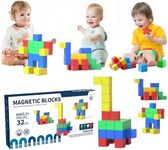 Magnetic Blocks Toy 3D Construction Building Blocks Toys Cultivate Children's Creative Thinking,Imagination,for Children Aged 3and Above(32 Pcs)