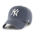 47 MLB New York Yankees Clean Up Unisex Baseball Cap, Adjustable Strap & Buckle, White Logo, Colour Vintage Navy