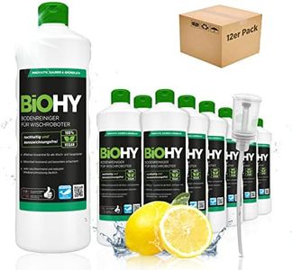 BiOHY Nettoyant de sol pour robot aspirateur laveur (12 x 1l Bouteille) + Distributeur | concentré pour tous les robots d'essuyage et d'aspiration à fonction humide (Wischroboter Frisch)