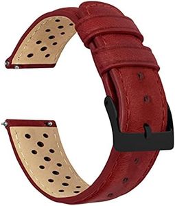 BARTON WATCH BANDS, 18mm Red - Racing Horween Leather Black Buckle Watch Bands - Quick Release - Choose Strap Color & Width
