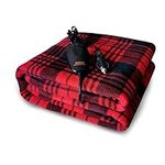 SJC Electric Blanket 60"x 40" 12V Heated Travel Blanket with 3 Heating Setting Fleece Car Blanket,Burgundy&Black