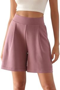 ODODOS Modal Soft Wide Leg Shorts for Women 6" High Waist Casual Relaxed Shorts with Pockets, Mauve Pink, Small