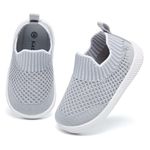 MORENDL Baby Shoes Toddler Walking Sock Shoes Infant Sneakers Boy & Girls Non-Slip Slipper Grey 18-24Months
