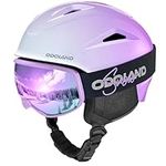 Odoland Ski Helmet,Snowboard Helmet with Ski Goggles for Skiing,Shockproof Windproof Safety EPS Foam Snow Sports Helmet and Protective Goggles for Men Women and Youth,Gradient Purple,S