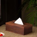 ExclusiveLane 'Ripples of Wood' Handcrafted Wooden Napkin Holder for Dining Table & Tissue Paper Holder For Kitchen (Sheesham Wood) | Tissue Box Holder Tissue Paper Dispenser Napkin Stand Tissue Stand