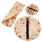 OLYCRAFT 2Pcs Funny Tortilla Pencil Case Holder Roll Canvas Pencil Pouch Pancake Canvas Pen Roll Up Round Pencil Holder Pancake Stationery Pencil Wrap for Class Office Supplies - 8.6 Inch