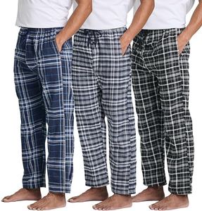 Real Essentials 3 Pack Mens Big & Tall King Size Pajama Pants Cotton Soft Pajamas Men Flannel Bottoms Fleece Buffalo Plaid Pj Lounge Pants Sleepwear Pijamas Hombres Woven Button Fly - Set 6, 3x Tall