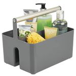 mDesign Under Sink Storage – Plastic and Metal Bathroom Caddy – Portable Cosmetics Storage Organiser – Bathroom Storage Unit – Charcoal Grey/Matte Satin