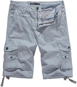 WenVen Men's Big and Tall Cotton Twill Cargo Shorts Outdoor, Light Grey, 46