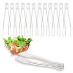 Party Bargains 22cm. Plastic Serving Tongs - (12 Pack) Disposable Silver Plastic Tong Utensils, for Catering, Buffet Display, Restaurant, Kitchen, Cooking Supplies, Pasta, BBQ, Salads, Grilling, & Buffets