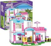 Alokik Girls Friends House Building Blocks Toys Pink Beach Villa Swing Sun Lounger Building Kit Bricks Toys for Girls Dolls House Construction Play Set Educational Toys for Kids 319 PCS