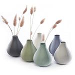 Chive ‘Frost’ Small Round Flower Vase — Cute, Beautiful Ceramic Vase for Flowers & House Plants — Set of 6 — Assorted Colours