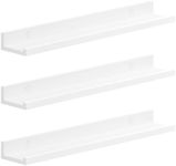 SONGMICS Floating Shelves, Set of 3 Wall Shelves, 23.6-Inch Wide, for Photo Frames and Trinkets, for Living Room, Home Office, Kitchen, Bathroom, White ULWS061W01