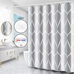 Miorkly Shower Curtain Grey,Anti-Mould Proof Resistant,Waterproof,Weighted Hem,Resistant Washable Christmas Bathroom Curtains,100% Polyester,12 Hooks (180 x 180 cm,Grey)