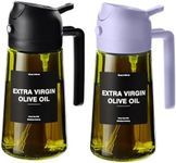 CXINYI - 16oz/470ml Olive Oil Dispenser for Kitchen with Stickers - 2 in 1 Olive Oil Sprayer for Cooking, Air Fryer, and Salad, Black&Purple (Light-Proof Kitchen Gadget)