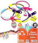 UpBrands 48 Easter Egg Fillers Zipper Bracelets - Party Favors for Kids Bulk Set, Kit for Birthday, Goodie Bags & Pinata Filler, Easter Basket Stuffers, Fidget Toys, Sensory Friendship Jewelry