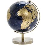 Lesser & Pavey LP44776 Vintage Rotating Gold and Blue World Globe with Metal Stand for Your Desk/Office, 19cm