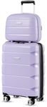 LUGGEX Carry On Luggage Set of 2, PP Expandable Lightweight Suitcase for Travelling with Cosmetic Case (Purple, 14/20)